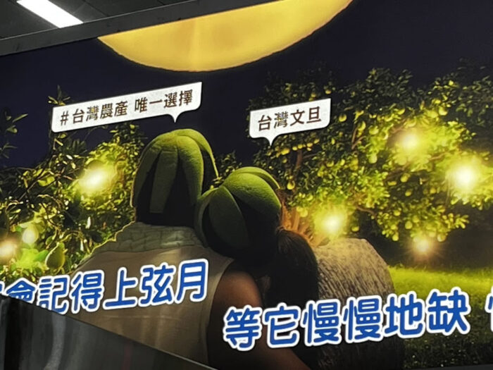 台湾文旦とお月見文化を紹介する地下鉄広告